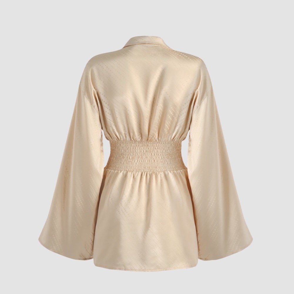 Ruched Satin Shirt Dress - Cider M